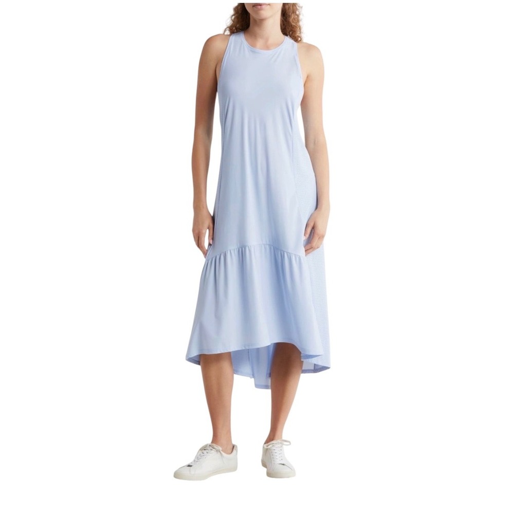 New! Sweaty Betty Ace Racerback High-Low Midi Dress Blue Size Small